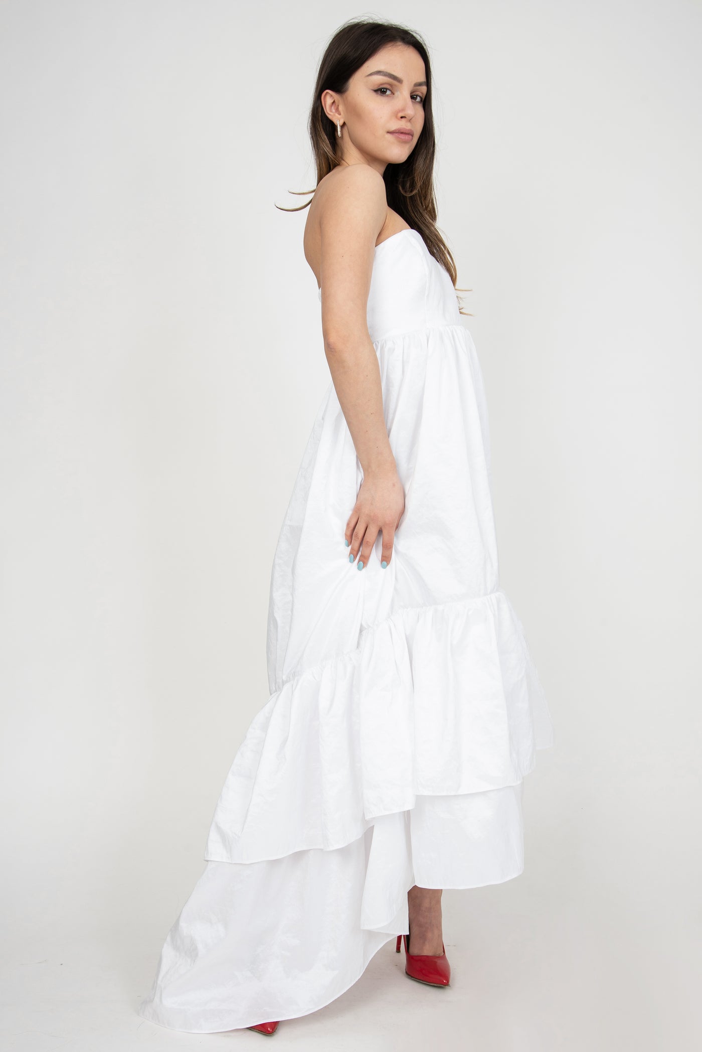 Summer asymmetrical white dress