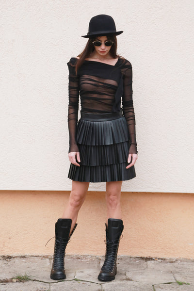 Faux leather soleil skirt F1564