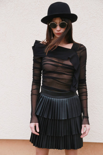 Faux leather soleil skirt F1564