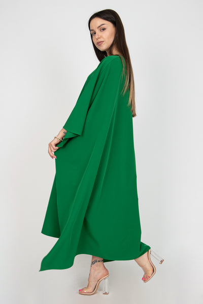 Green oversized draped dress F2365