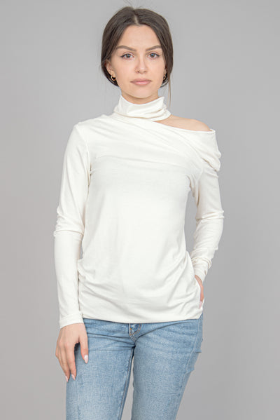 White one shoulder top F2288