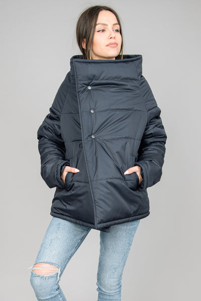 Blue quilted windproof jacket F2287