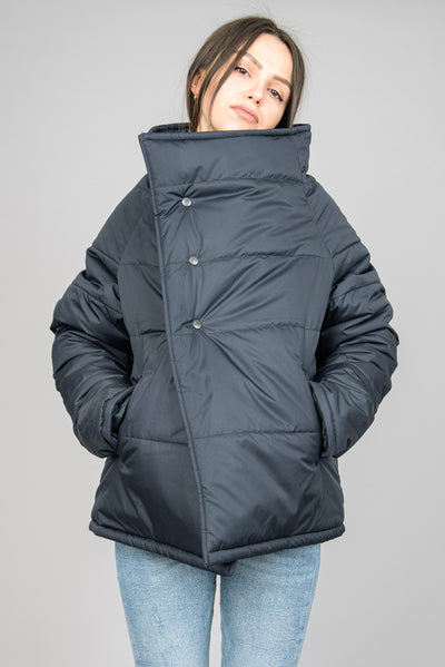 Blue quilted windproof jacket F2287