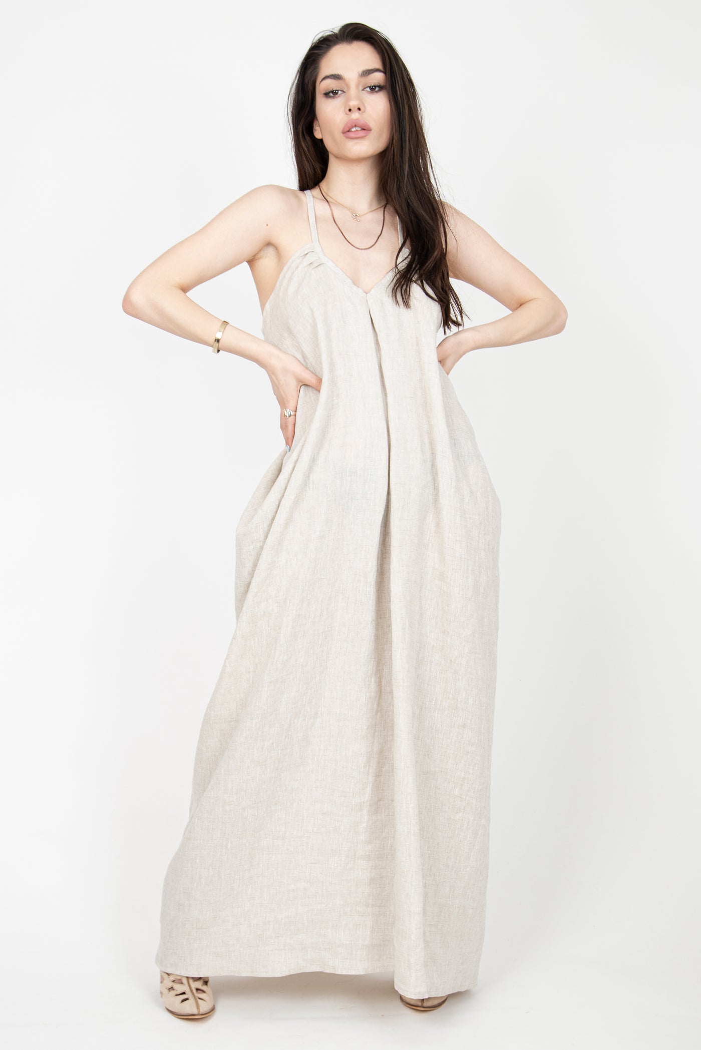 Neutral linen dress F2304 Neutral linen dress F2304