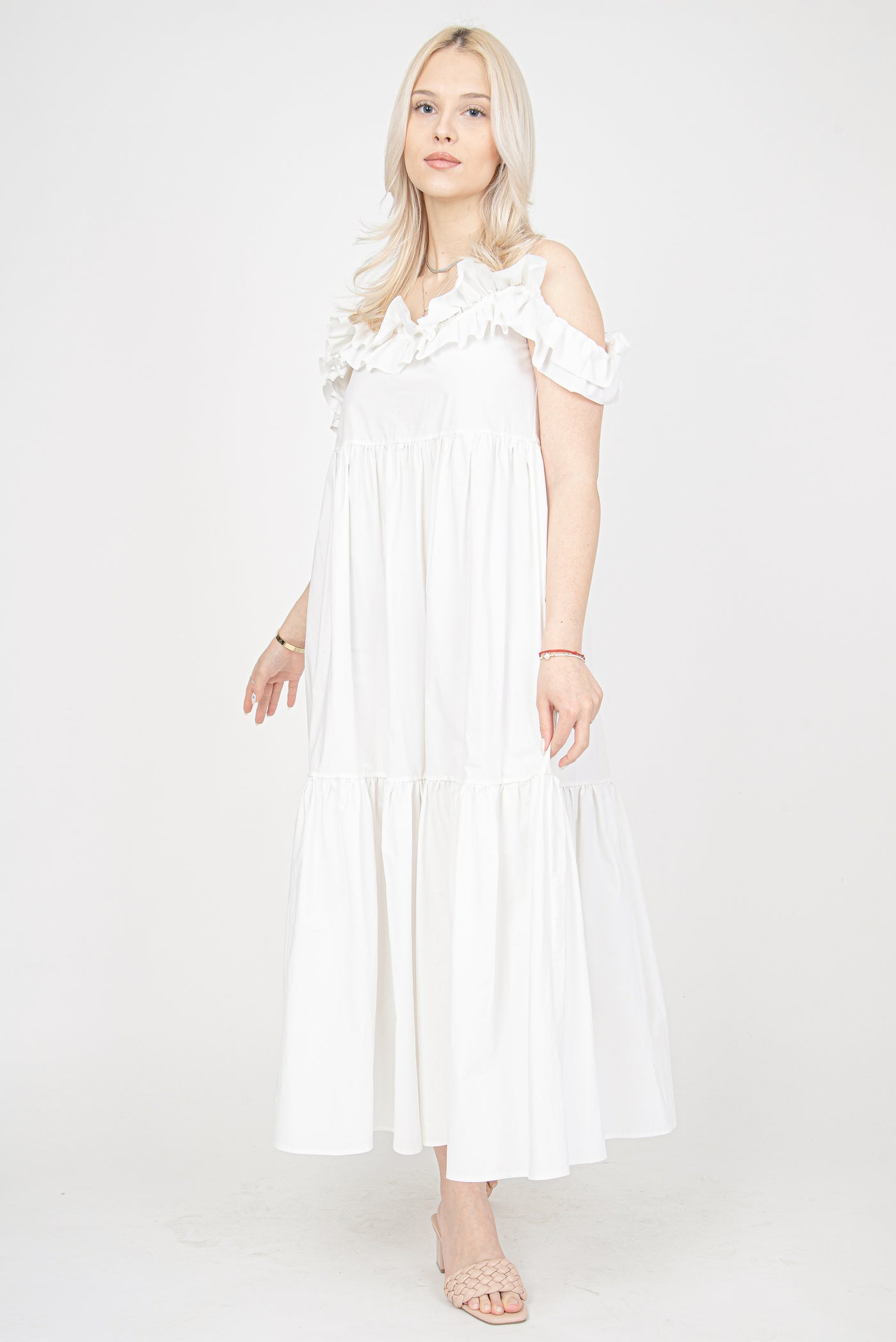 White romantic ruffle dress FC1005
