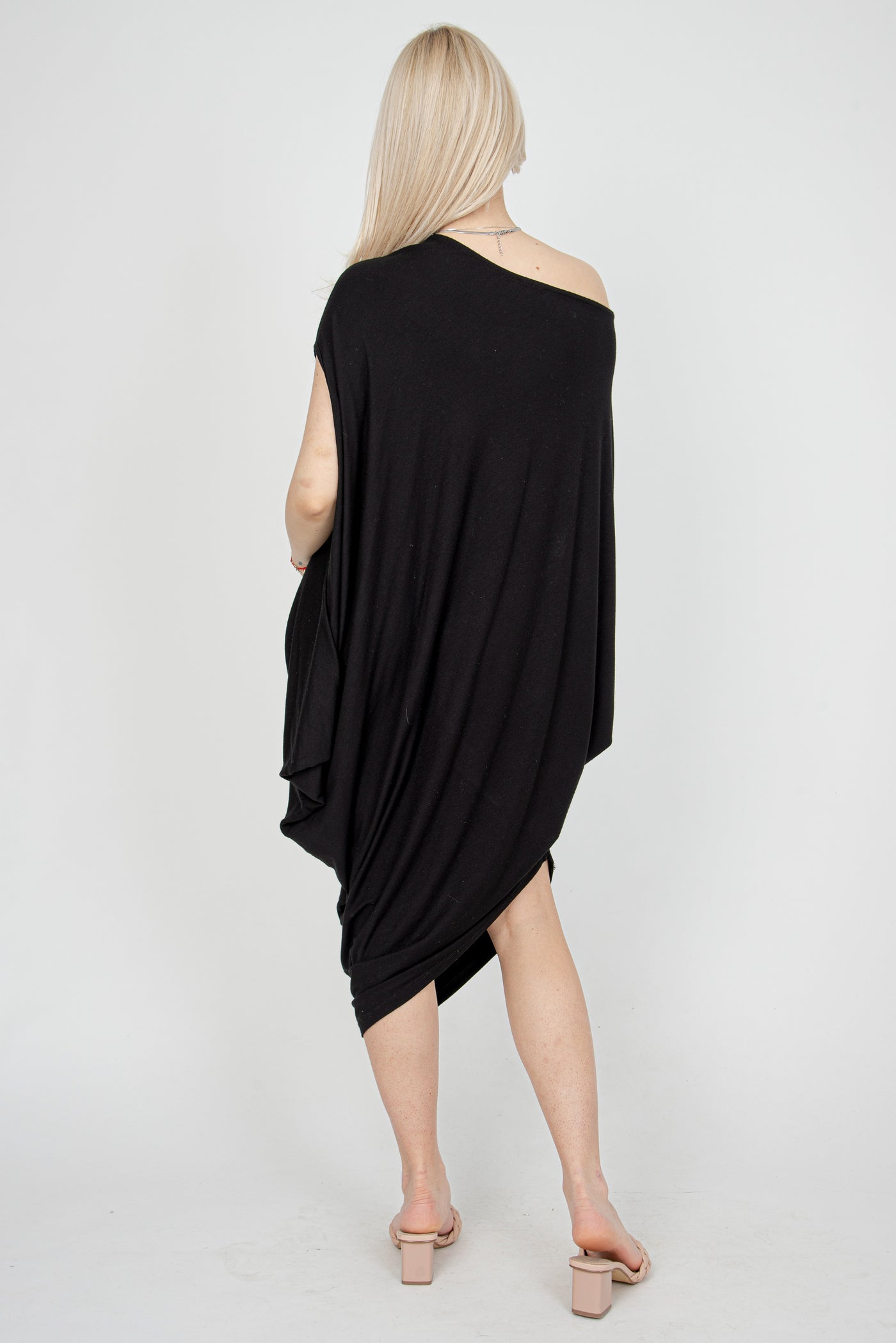 Black draped off shoulder dress FC1010