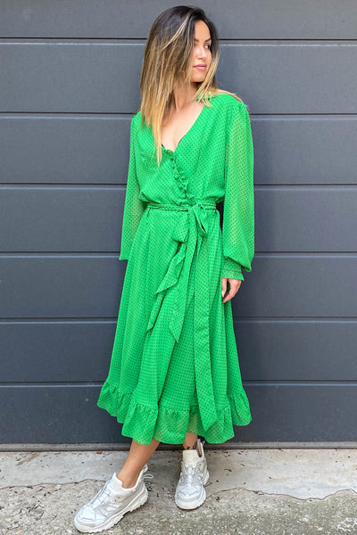 Green summer long dress F2169