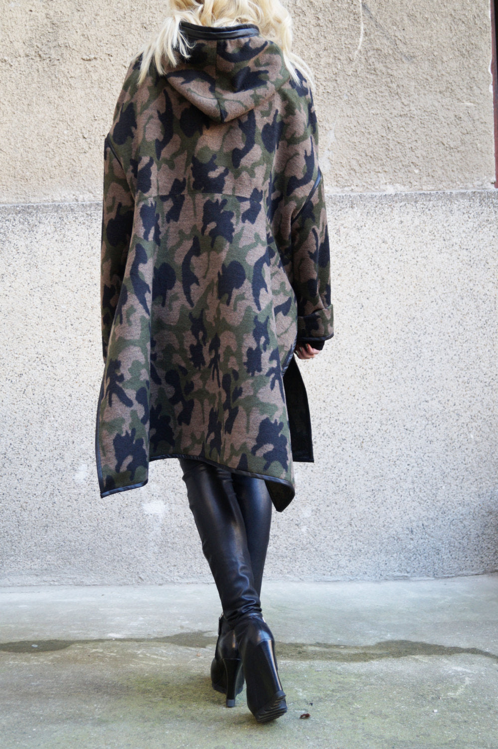 Camouflage wool blend coat F1663