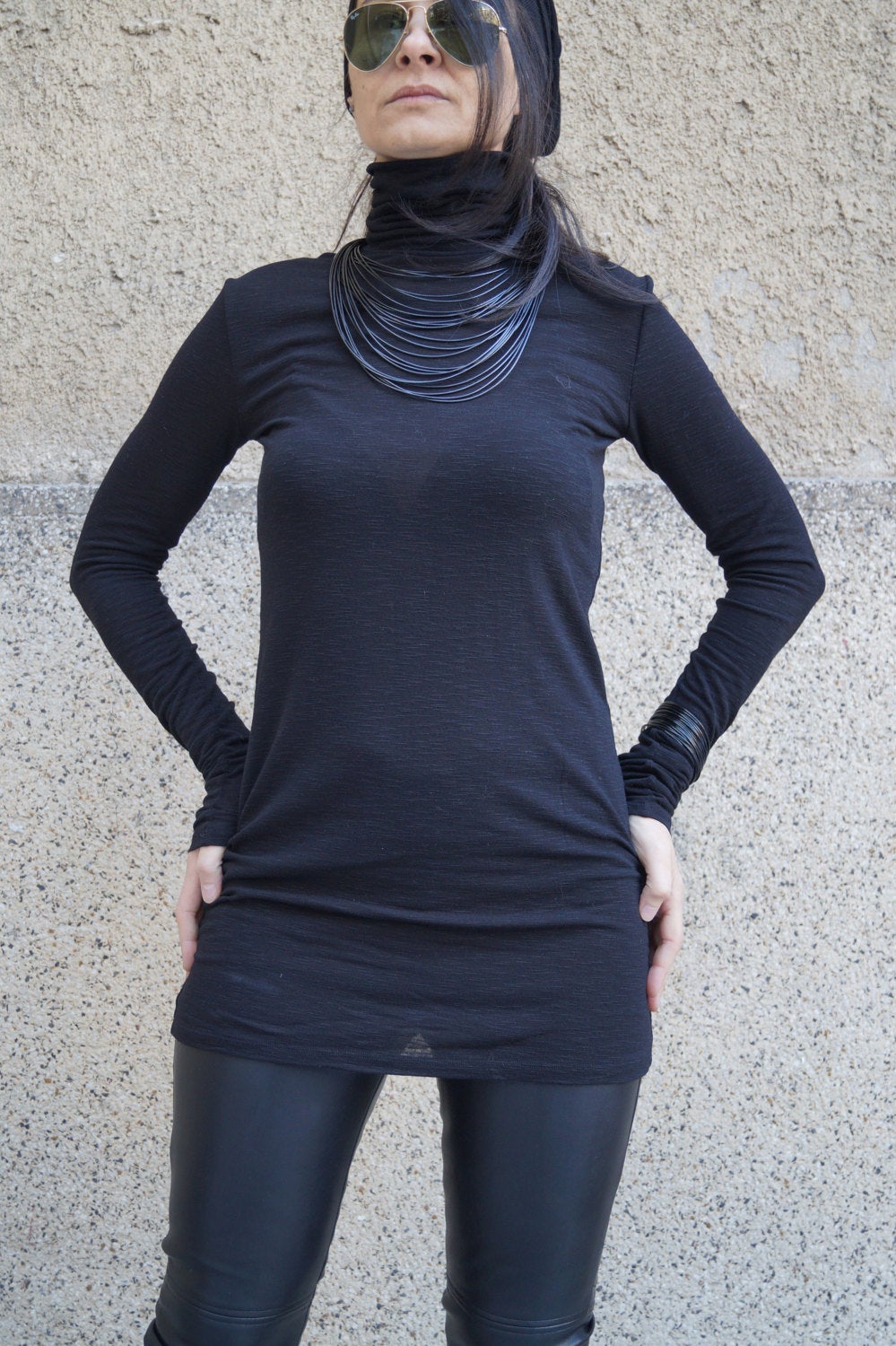 Casual black blouse F1668