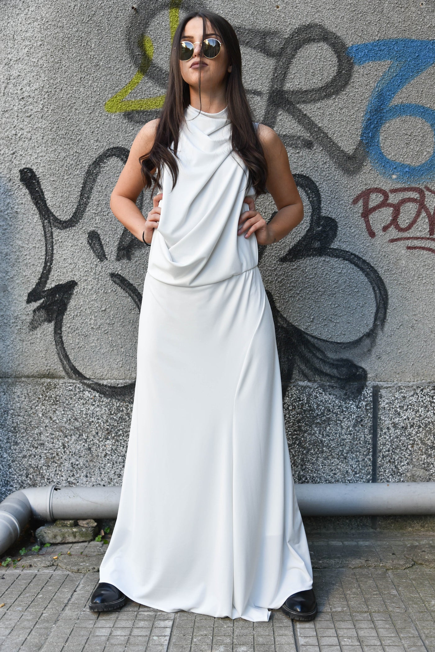 White maxi dress F1955